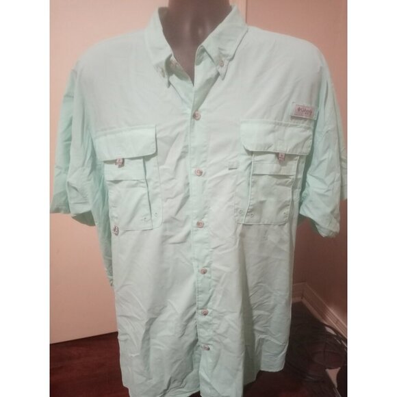 Columbia PFG Bahama Shirt Men 2XL Blue Vented Fishing Short Sleeve Button Up - Picture 1 of 14